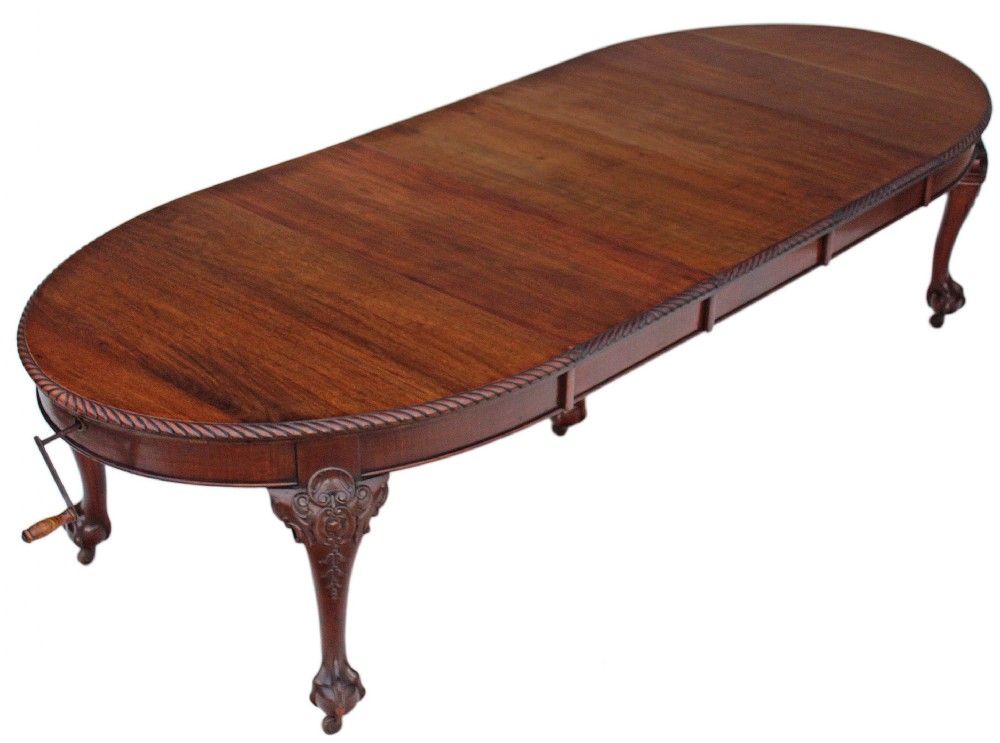 Large 3 leaf Victorian mahogany wind out extending dining table 10'
