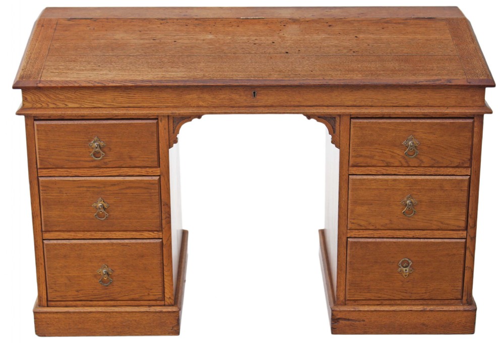 Victorian oak twin pedestal clerks desk bureau