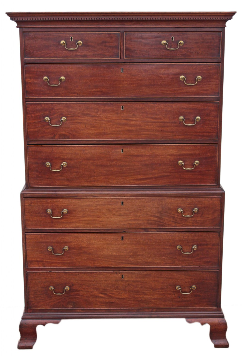 Georgian mahogany tallboy chest on chest of drawers