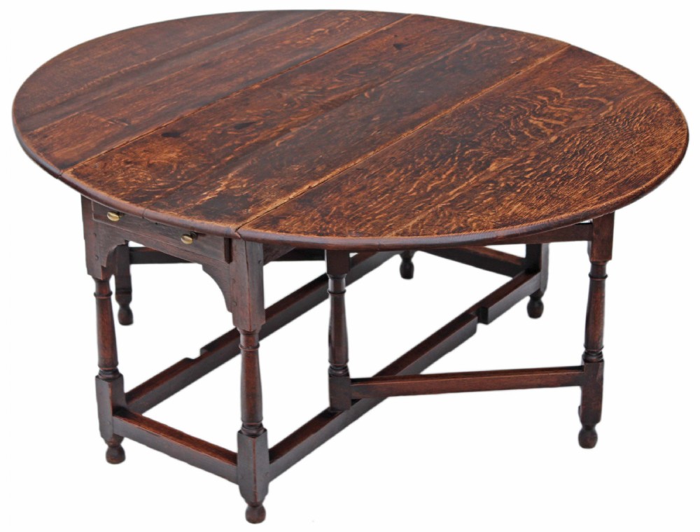 Georgian oak gateleg drop leaf dining table