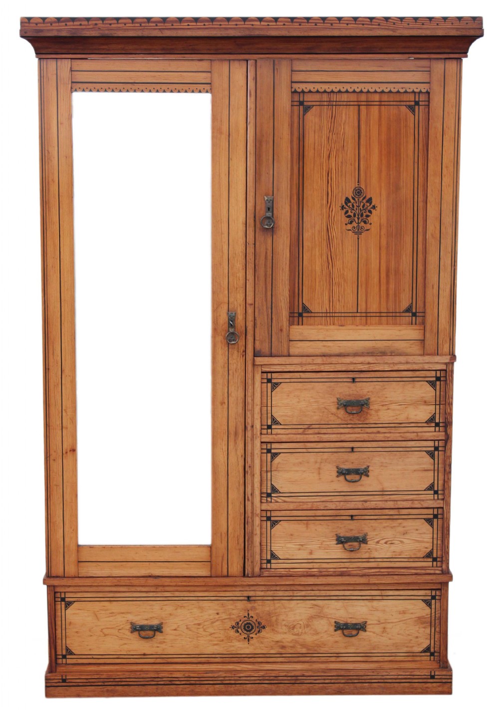 Victorian Aesthetic pitch pine wardrobe linen press