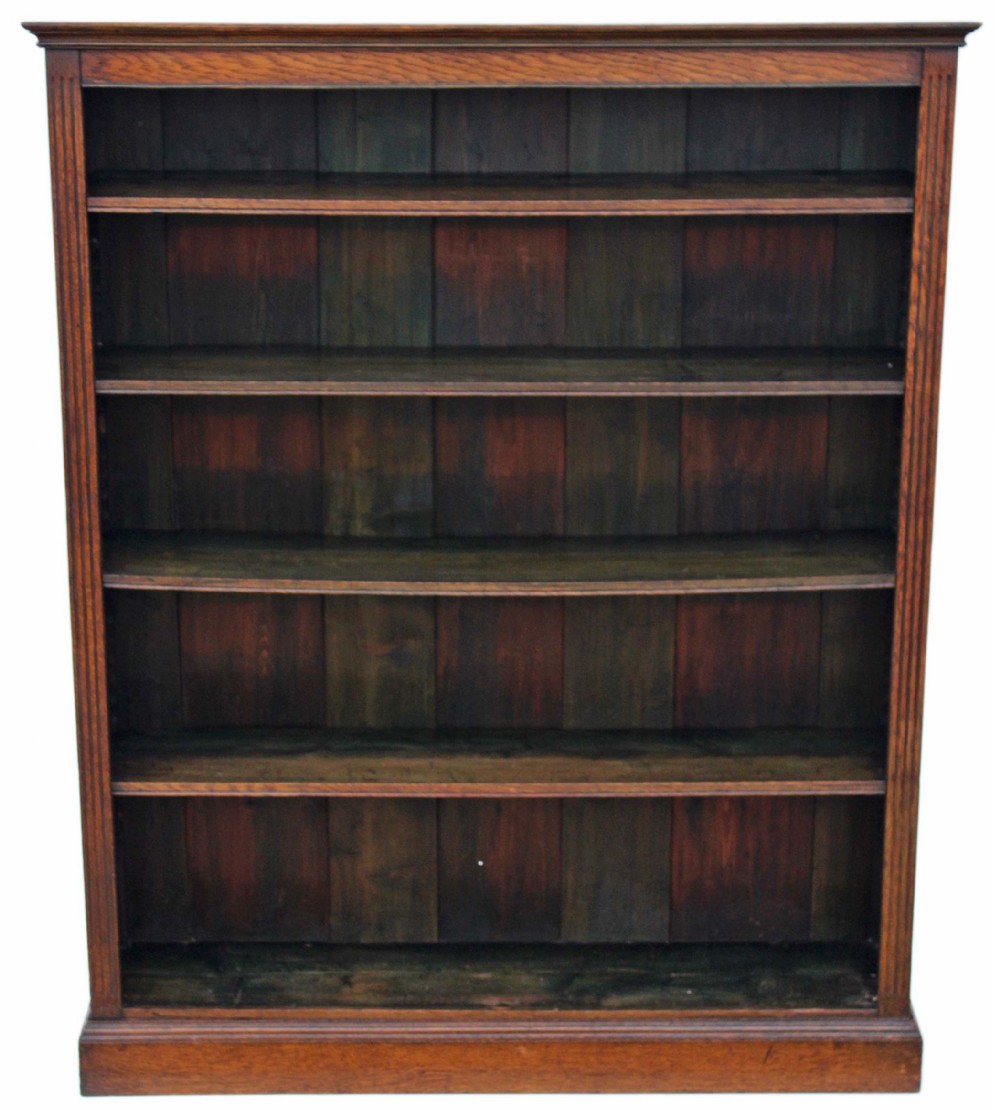 Victorian oak bookcase adjustable shelves