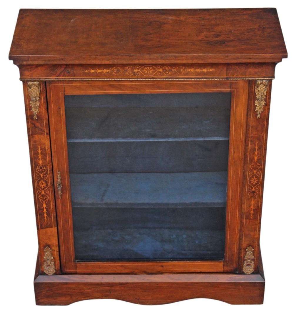 Victorian walnut aesthetic glazed pier display cabinet