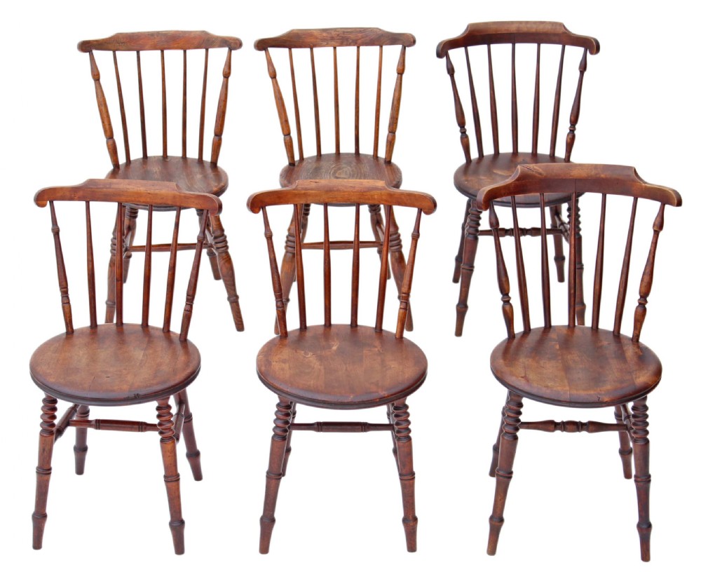 Mixed set of 6 penny Windsor elm beech kitchen dining chairs