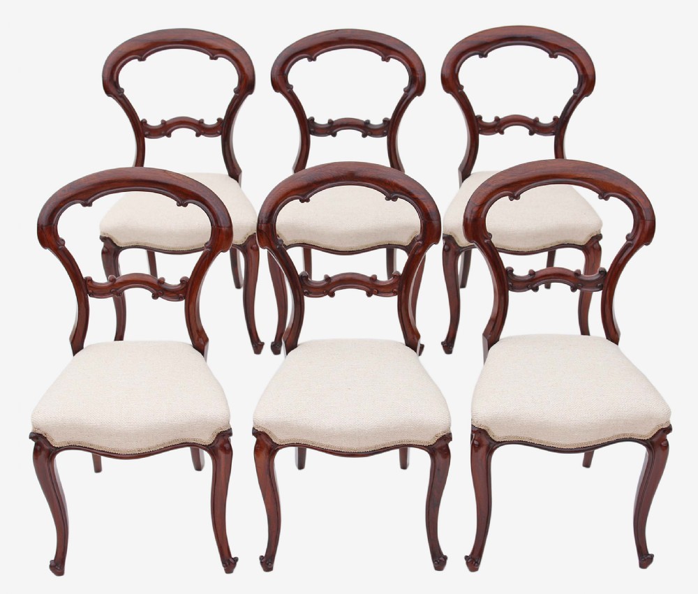 Set of 6 Victorian rosewood balloon back dining chairs