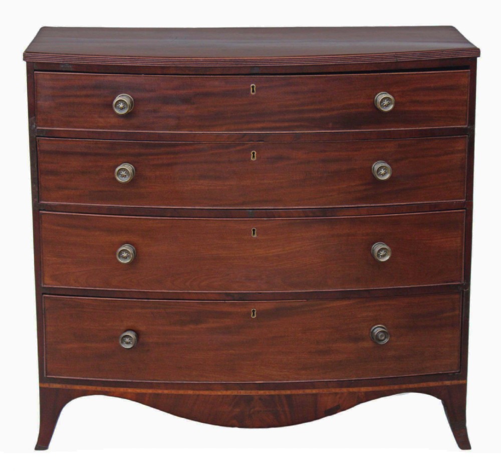 Georgian bow front flame mahogany chest of drawers