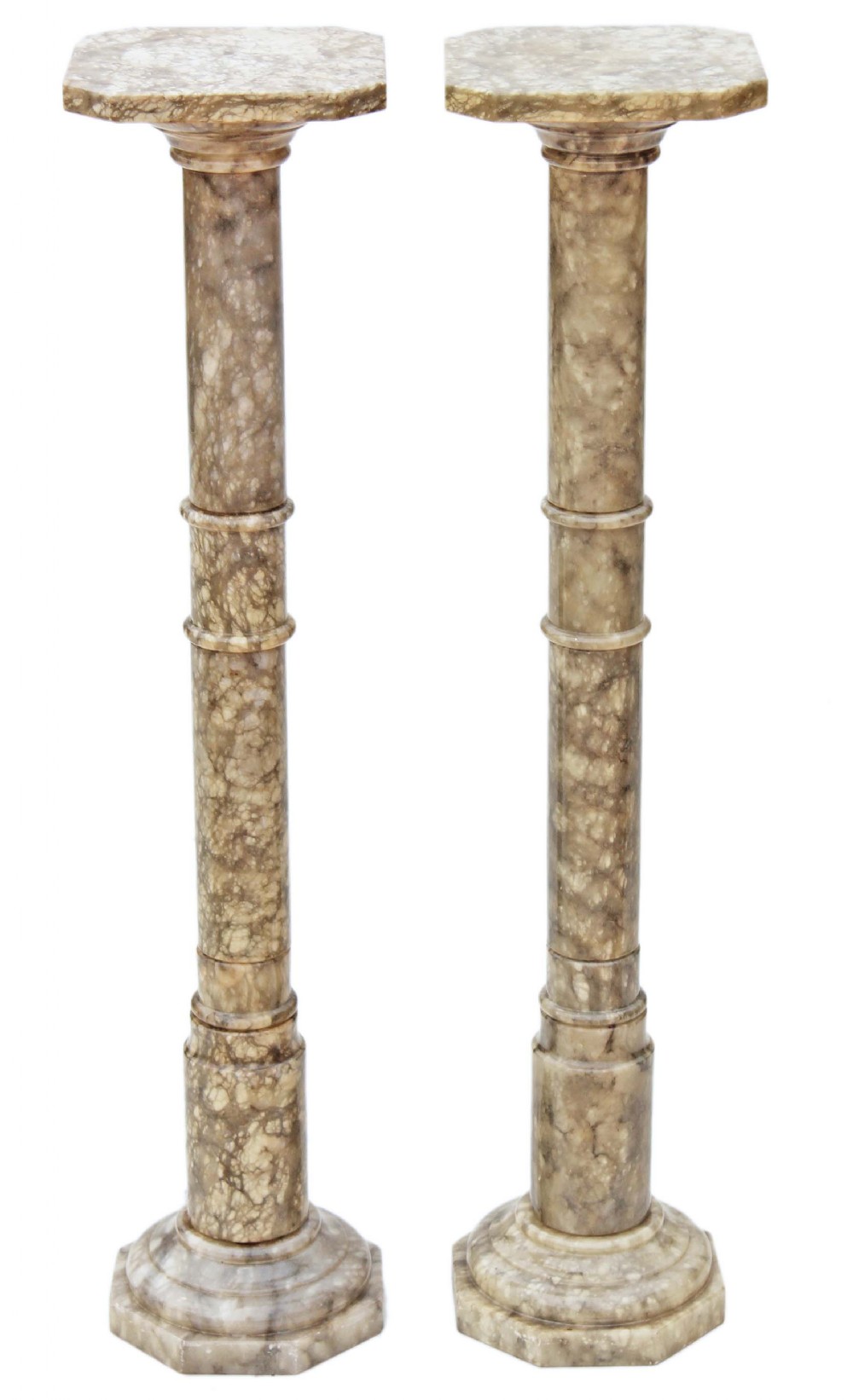 Pair of Art Deco alabaster pedestals stands columns