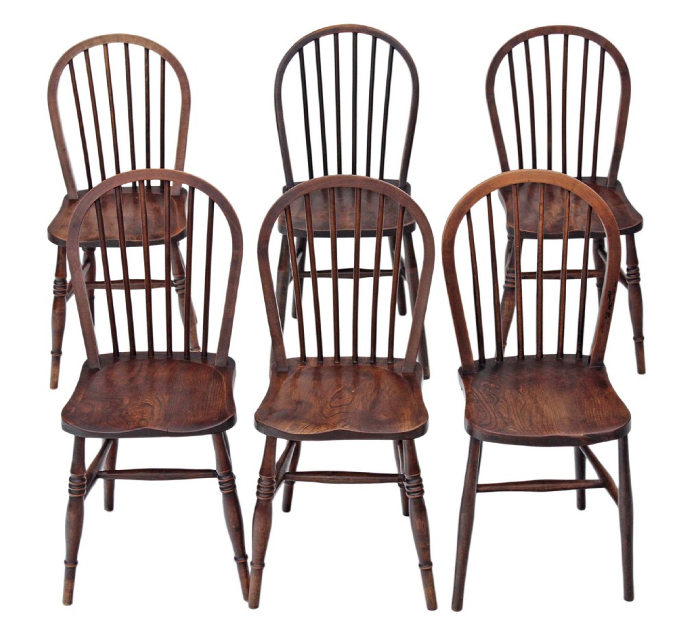 Set of 6 spindle back ash dining chairs