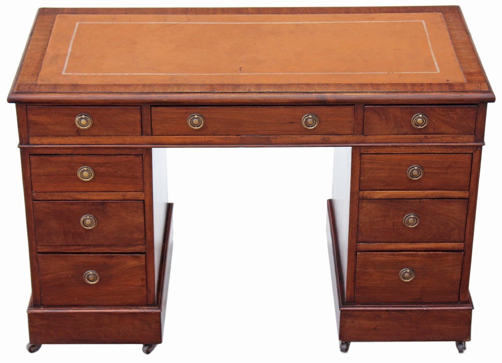 Victorian walnut twin pedestal desk