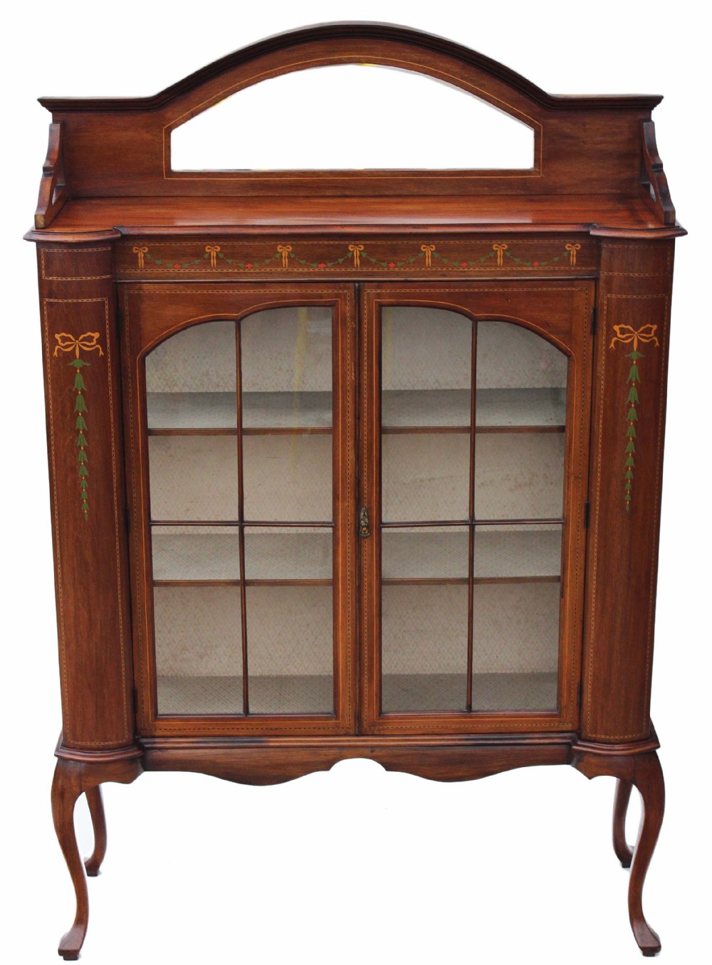 Edwardian inlaid mahogany glazed display cabinet