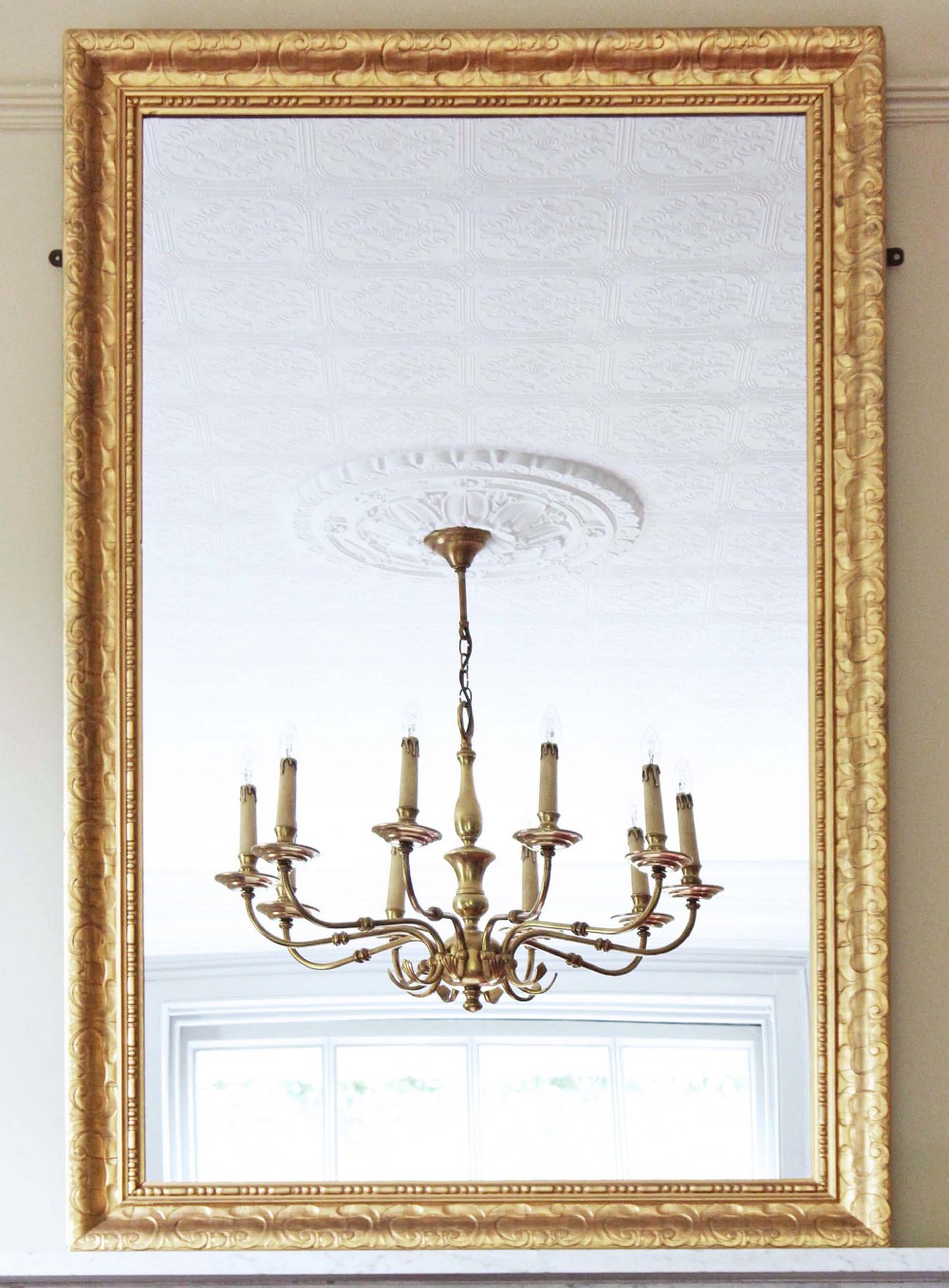 Victorian gilt wall mirror overmantle