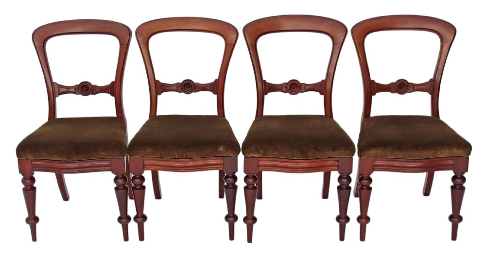 Set of 4 Victorian 19C mahogany balloon back dining chairs