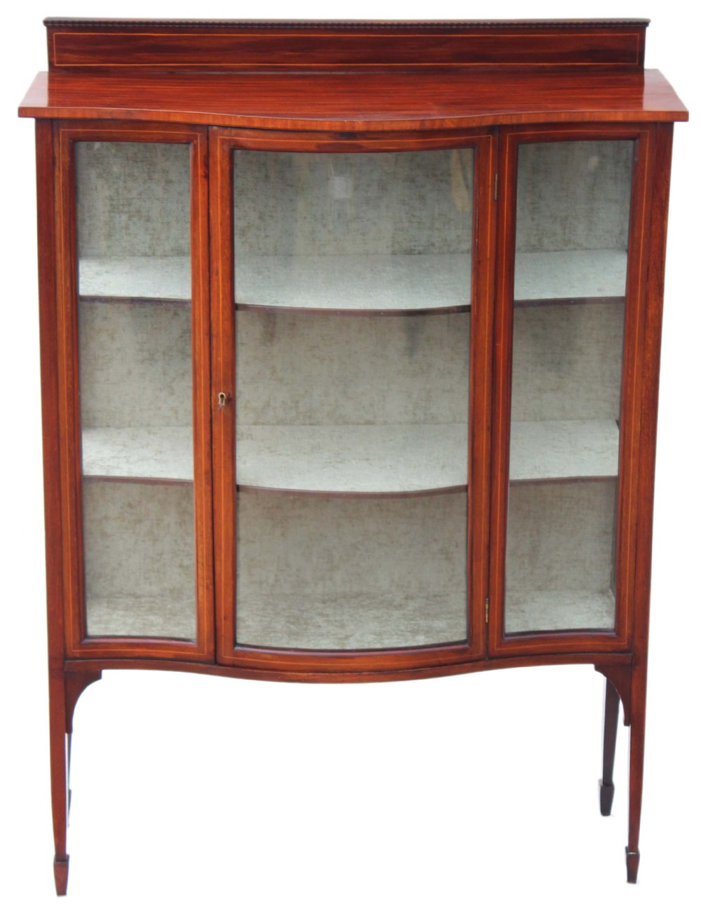 Edwardian inlaid glazed mahogany display cabinet