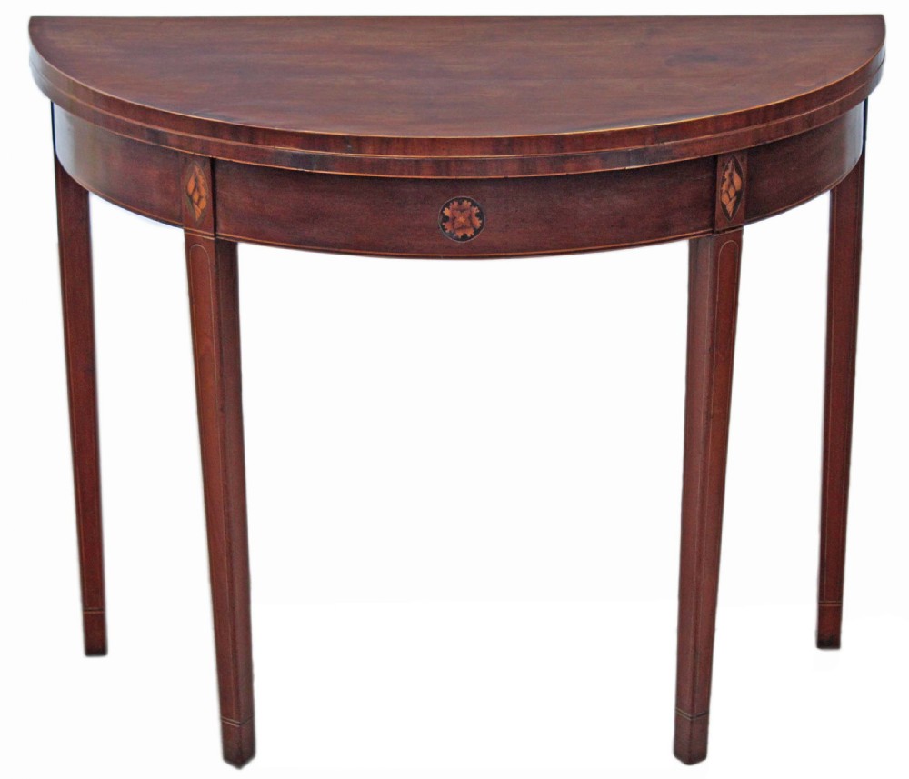 Regency inlaid mahogany folding card console table