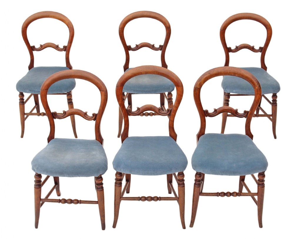 Set of 6 beech Victorian dining chairs