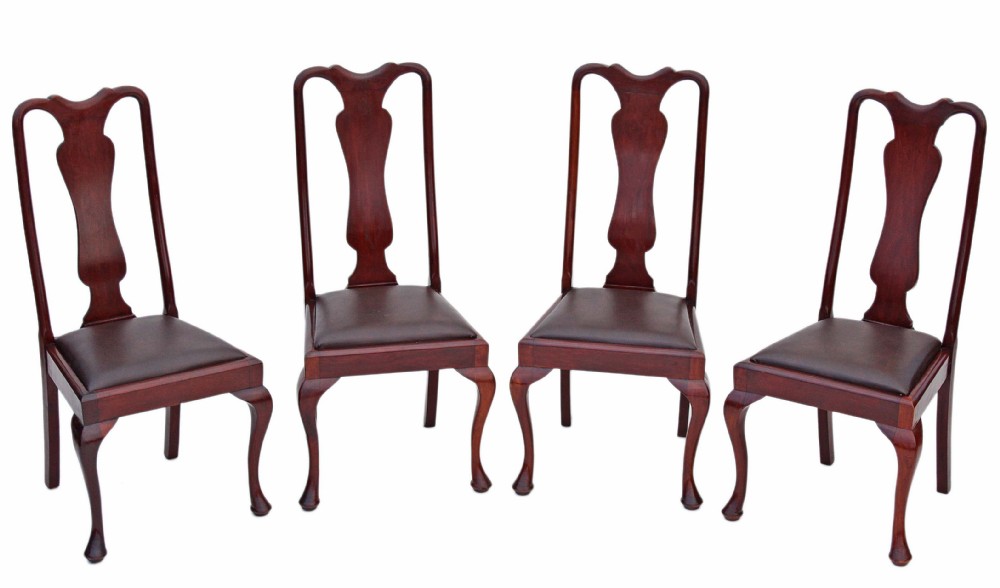 Set of 4 Edwardian mahogany walnut dining chairs
