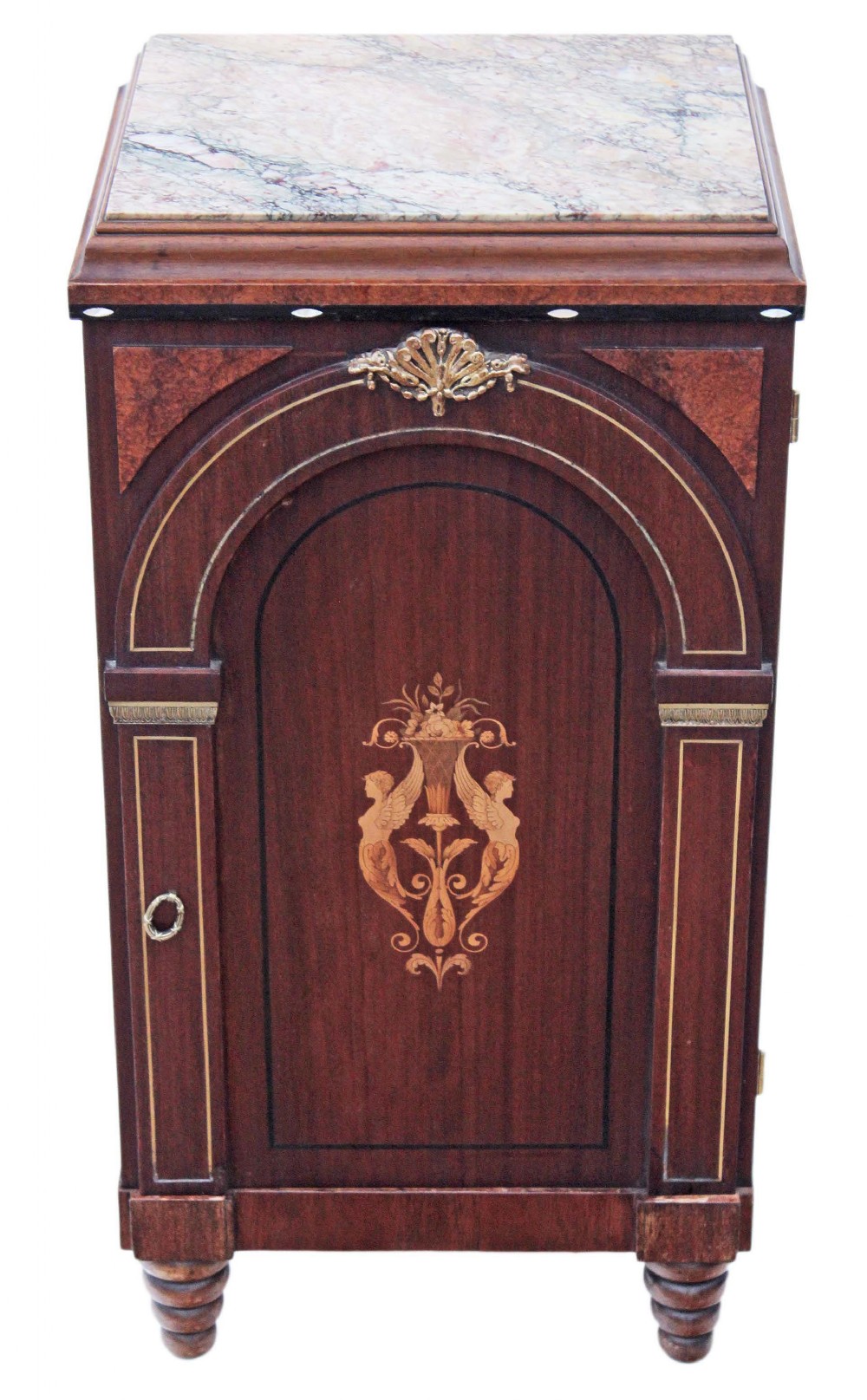 Mahogany burr walnut bedside table cabinet