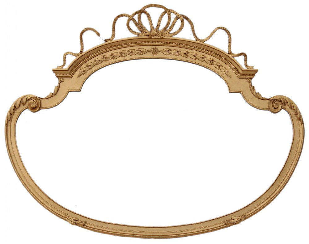 Ribbon top shaped wall mirror overmantle