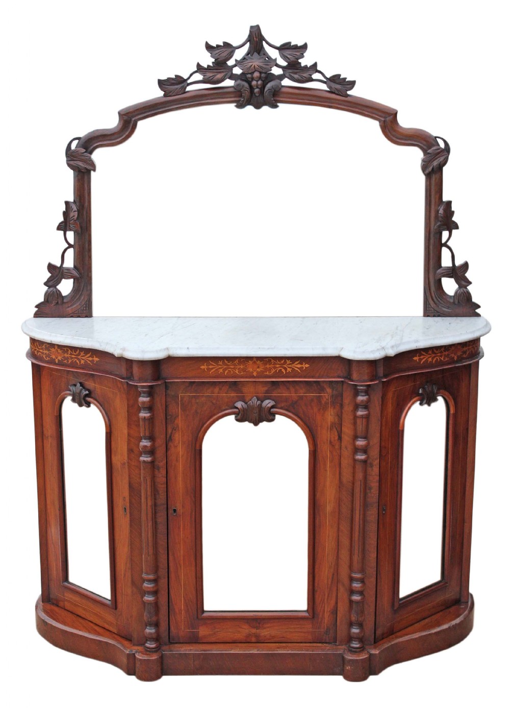 Victorian burr walnut credenza chiffonier sideboard