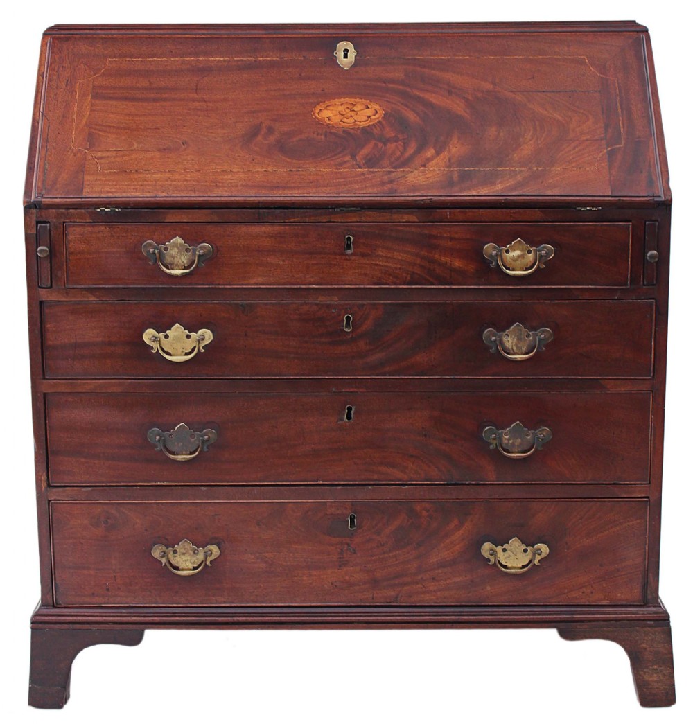 Georgian inlaid mahogany bureau desk writing table