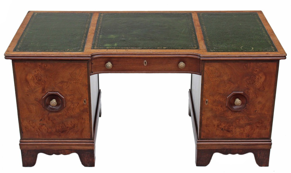 Victorian walnut oak twin pedestal desk writing table