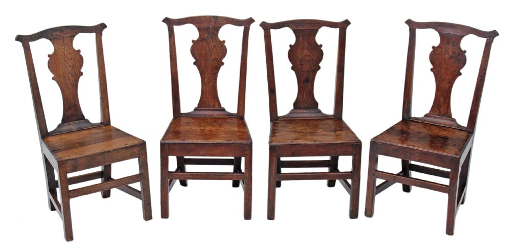 Set of 4 Georgian elm country dining chairs
