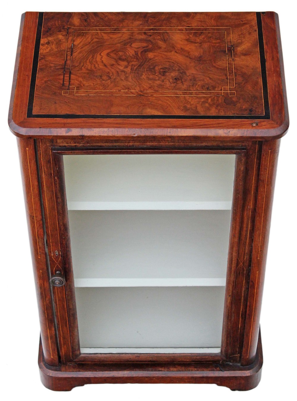 Victorian inlaid burr walnut music display cabinet