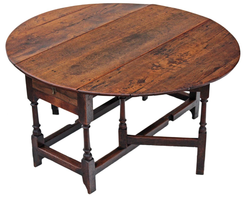 Georgian oak elm gateleg drop leaf dining table