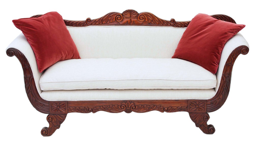 Regency scroll arm sofa chaise longue mahogany