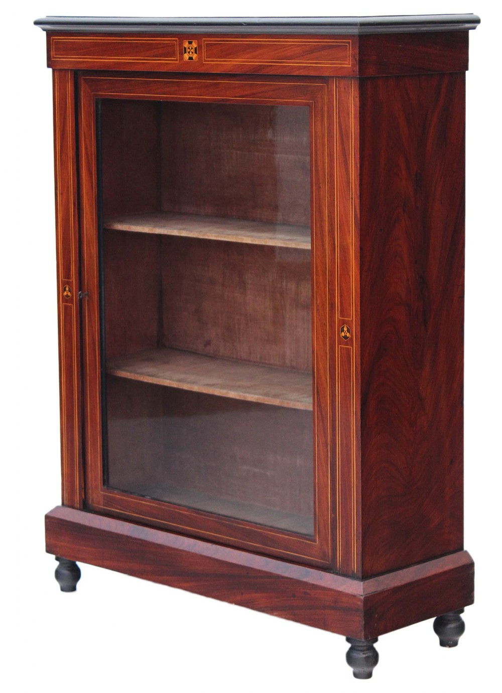 Victorian walnut glazed pier display cabinet bookcase