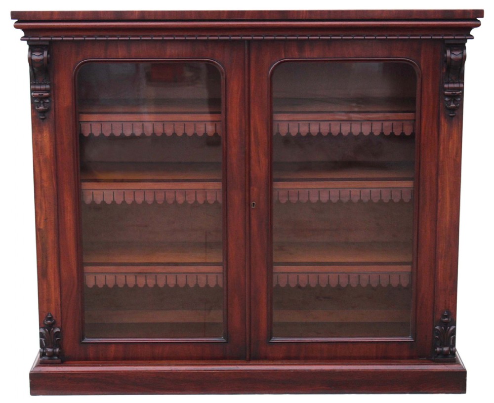 Victorian mahogany glazed bookcase display cabinet cupboard
