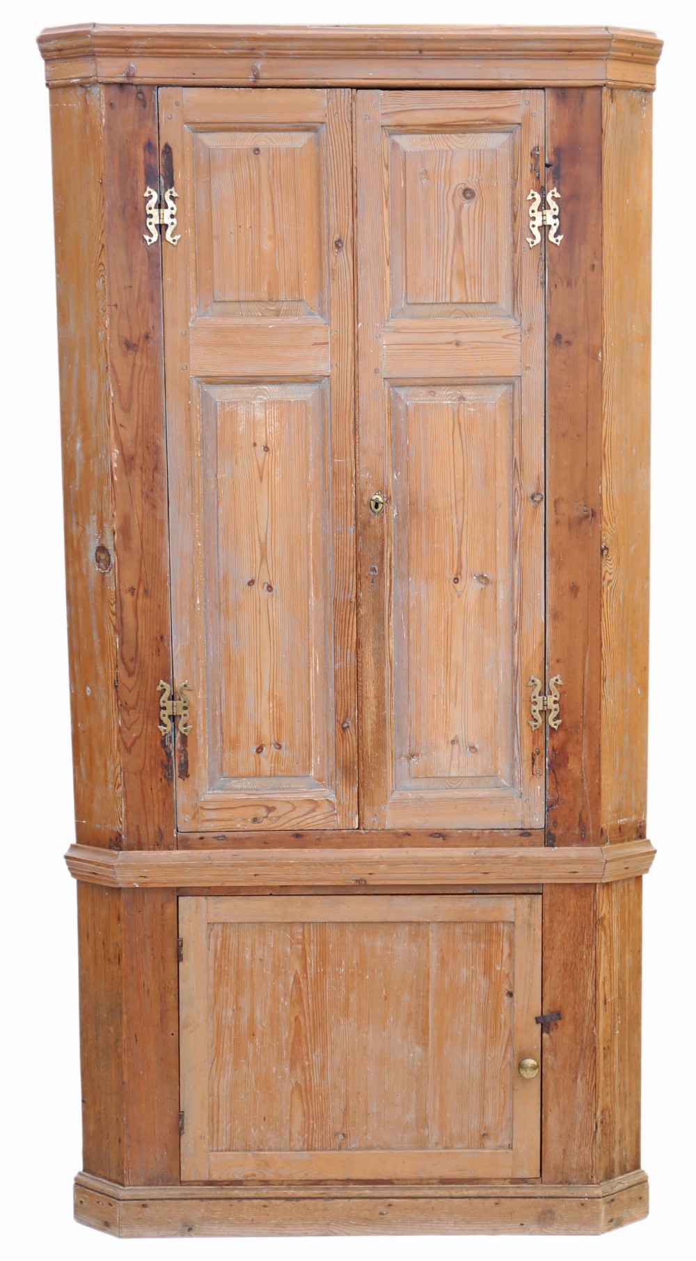 Victorian rustic pine kitchen corner cupboard