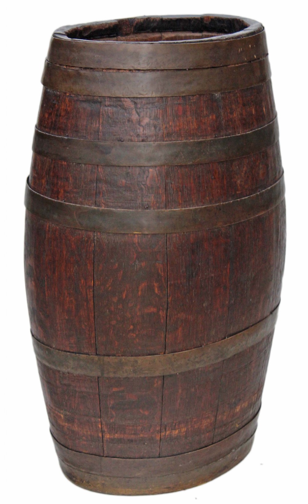 Coopered oak elliptical oval hall stick or umbrella stand
