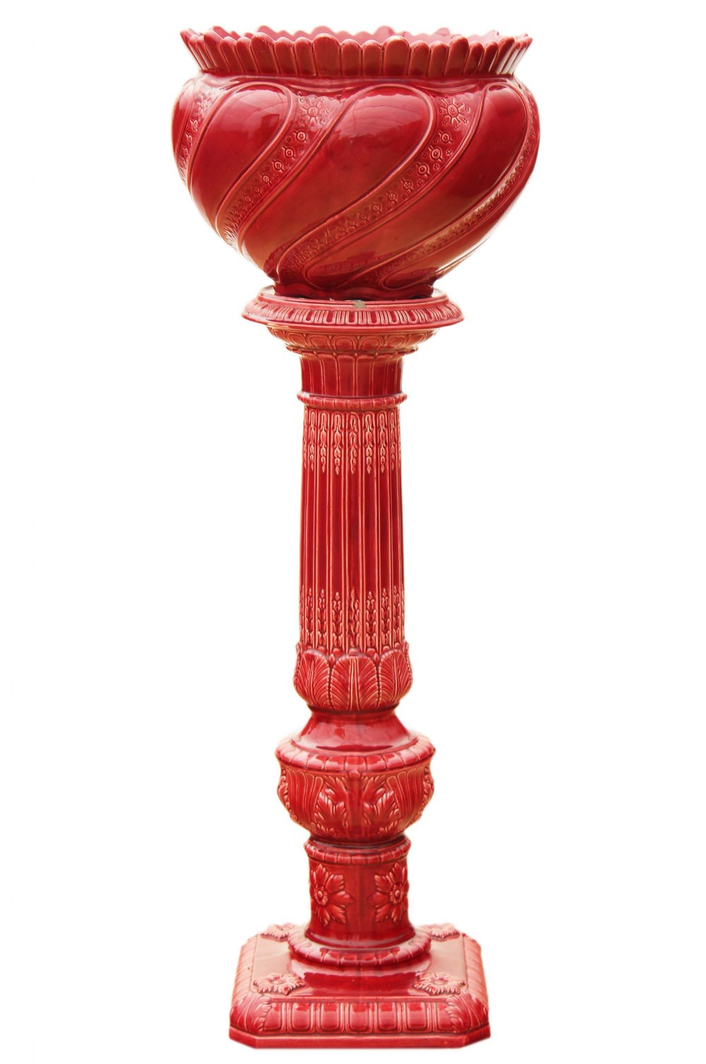 Victorian majolica jardiniere pedestal stand