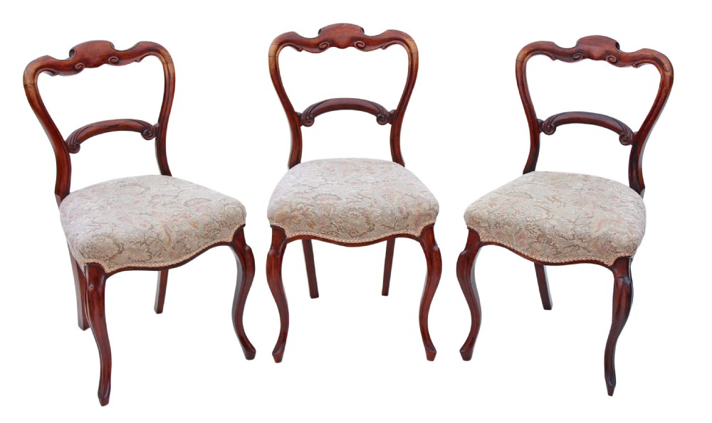 Set of 3 Victorian rosewood dining chairs