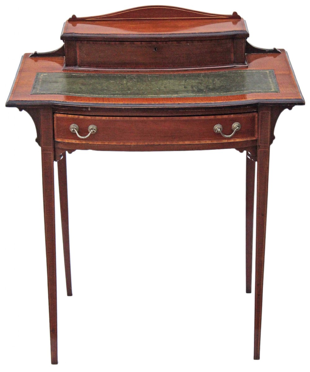 Victorian inlaid mahogany writing table desk