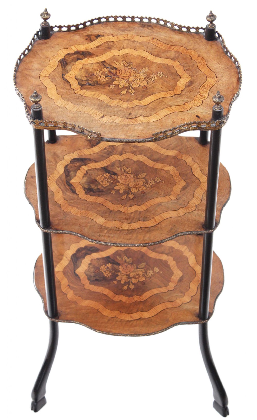 French inlaid walnut etagere whatnot