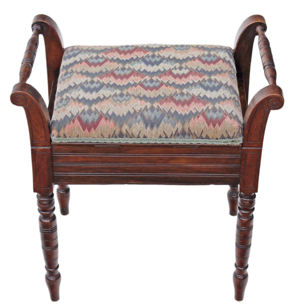 Mahogany Edwardian piano music stool