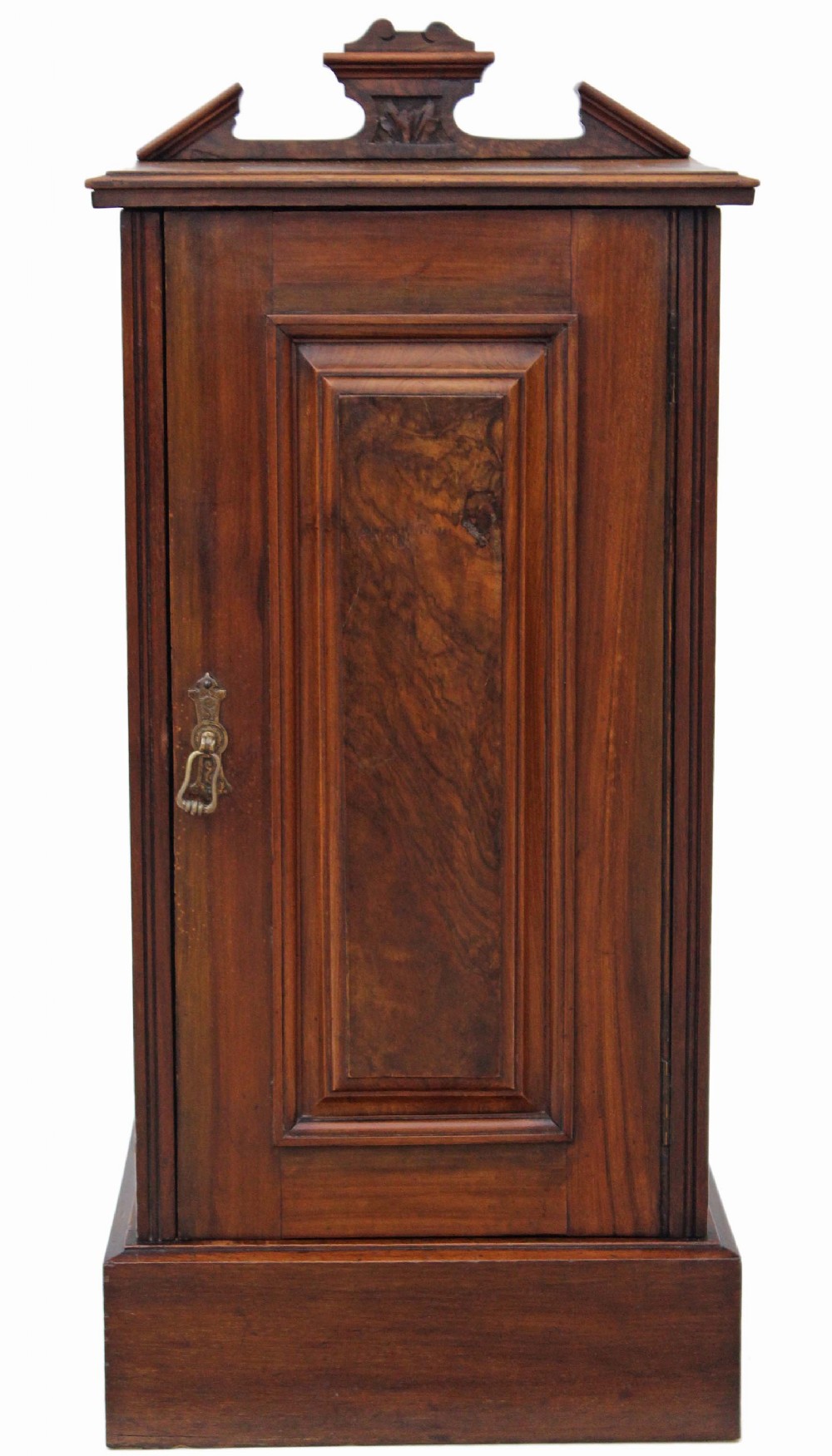 Victorian burr walnut bedside table cabinet 