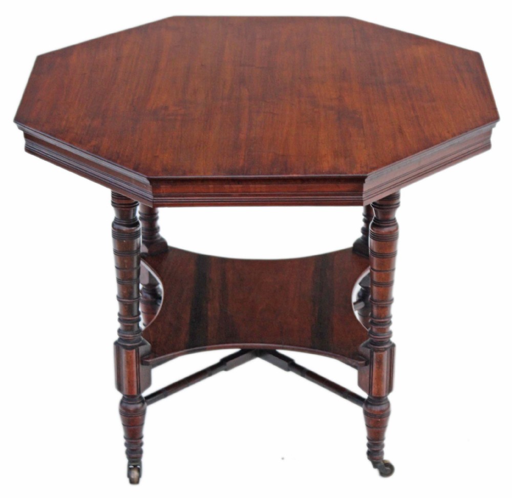 Victorian walnut octagonal centre side table