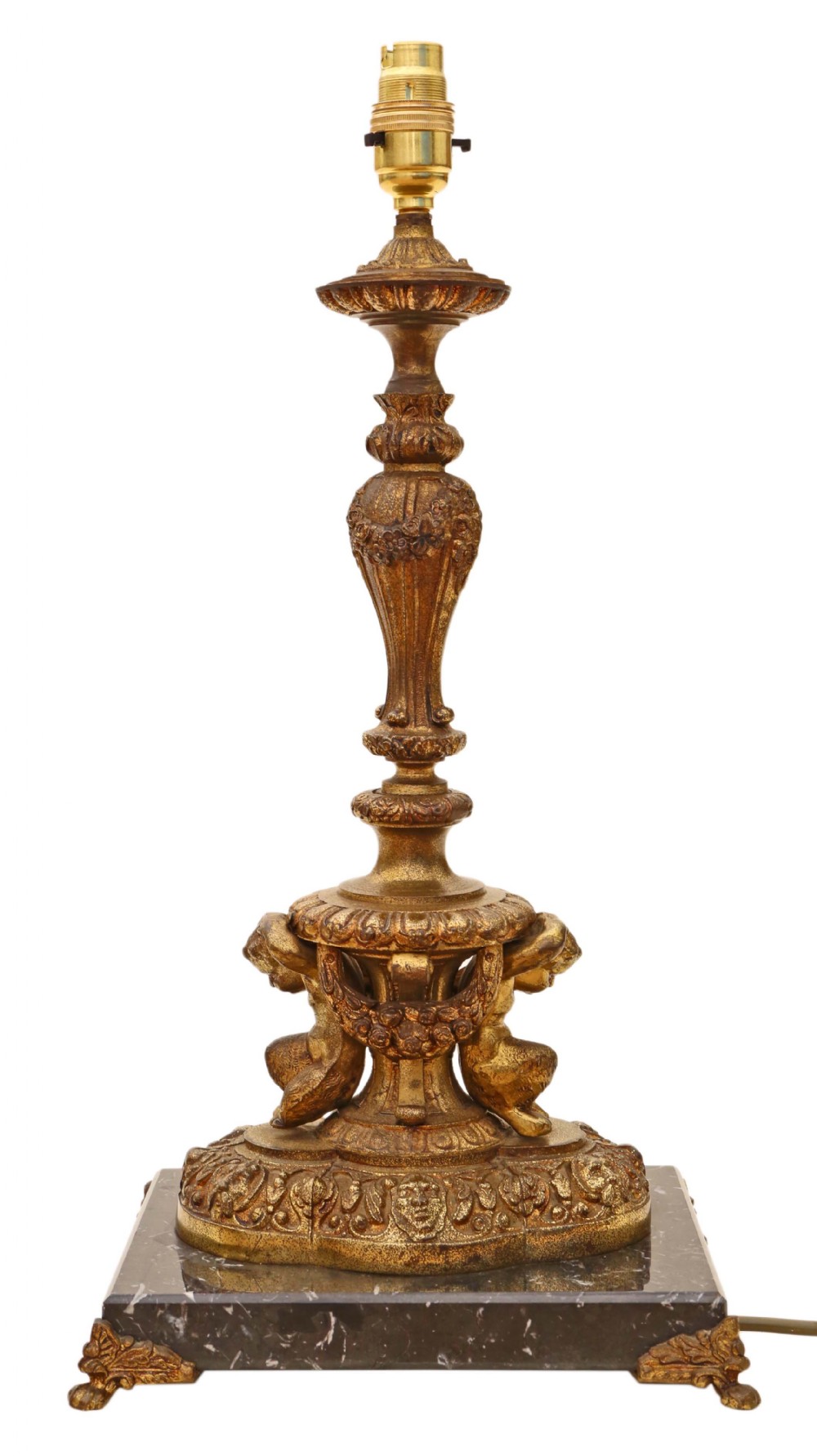 Ormolu cast brass bronze marble table lamp