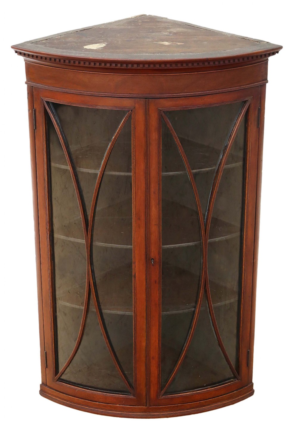 Georgian mahogany glazed corner cupboard display cabinet