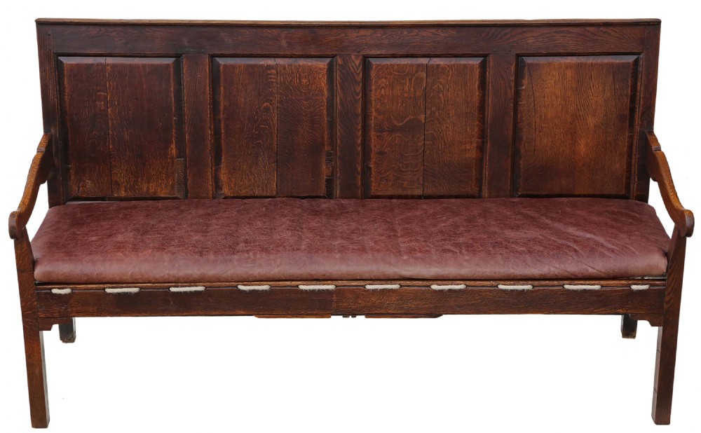 Georgian Gothic oak settle hall seat bench sofa