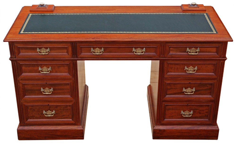 Victorian walnut twin pedestal desk writing dressing table