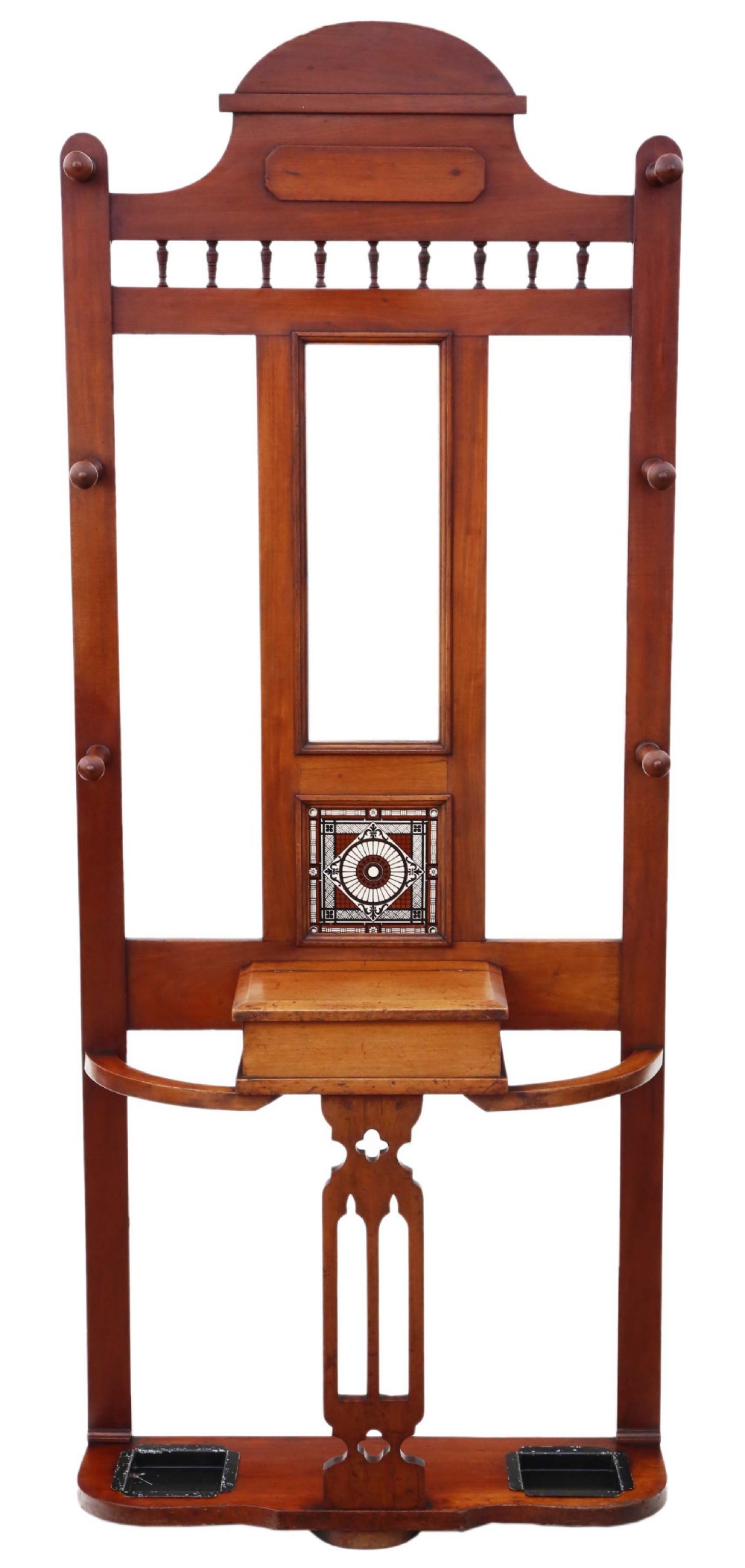 Victorian mahogany hall, coat, hat, stick, umbrella stand