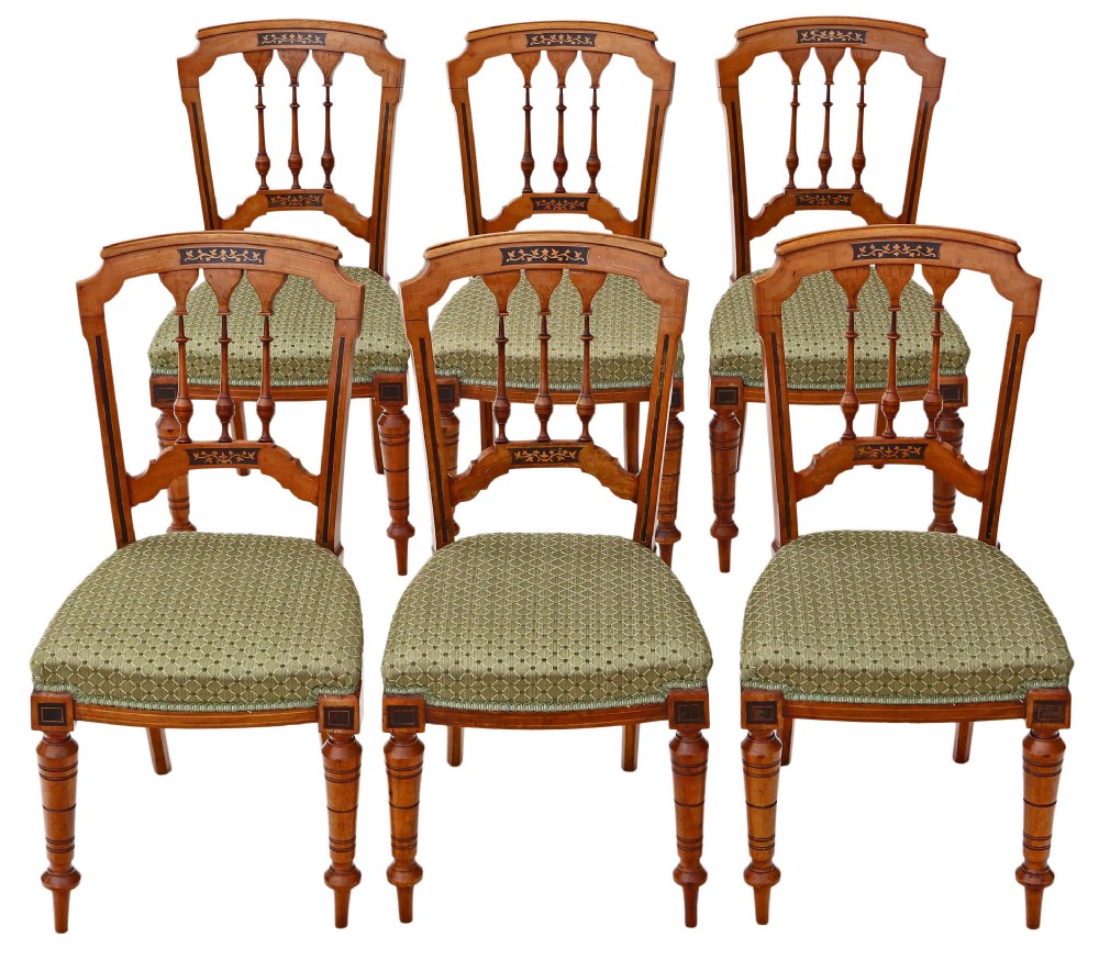 Set of 6 Victorian Aesthetic walnut dining chairs