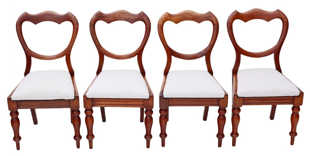 Set of 4 Victorian mahogany cloud balloon back dining chairs