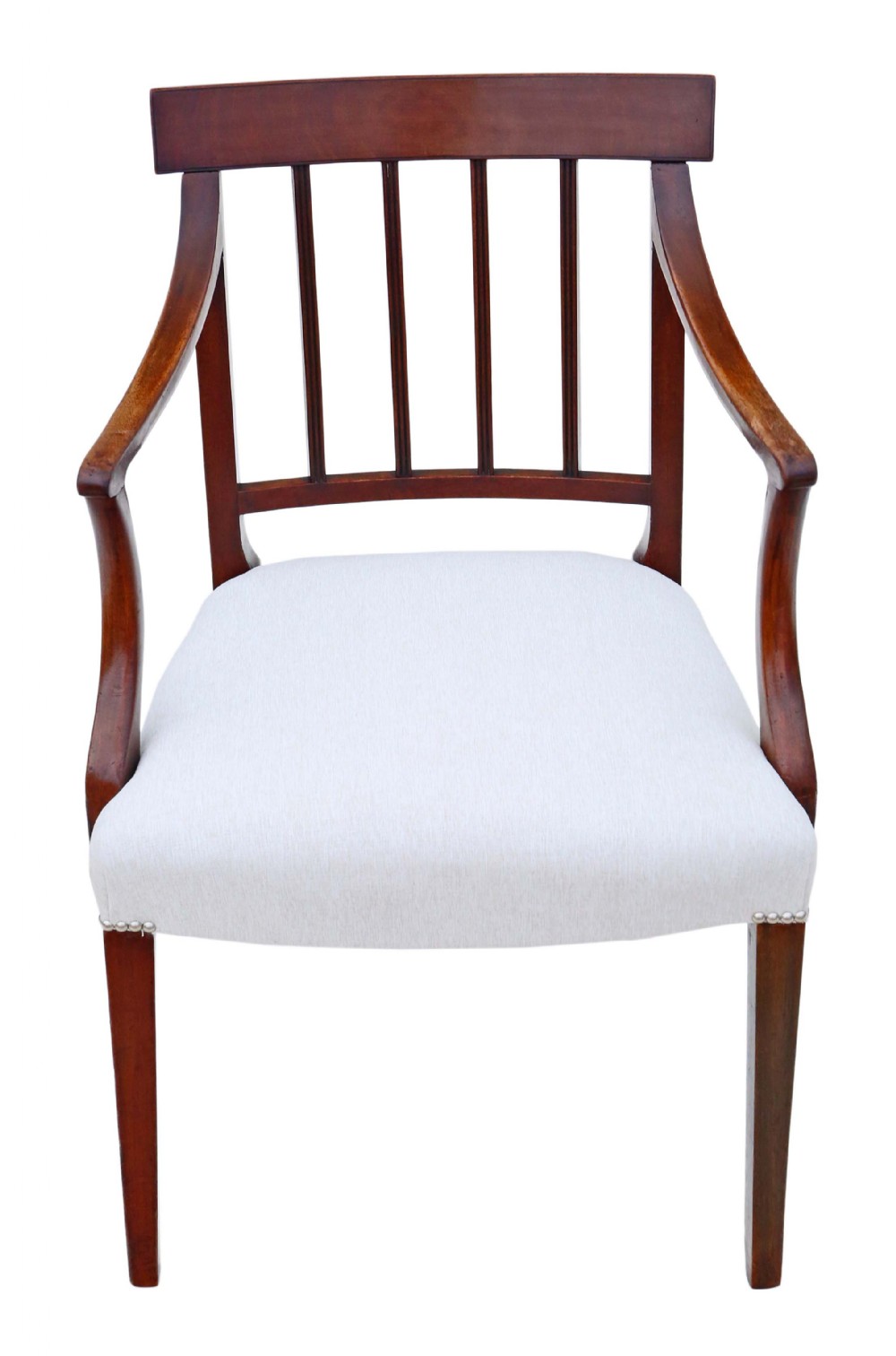 19th Century mahogany office desk elbow chair bar back carver