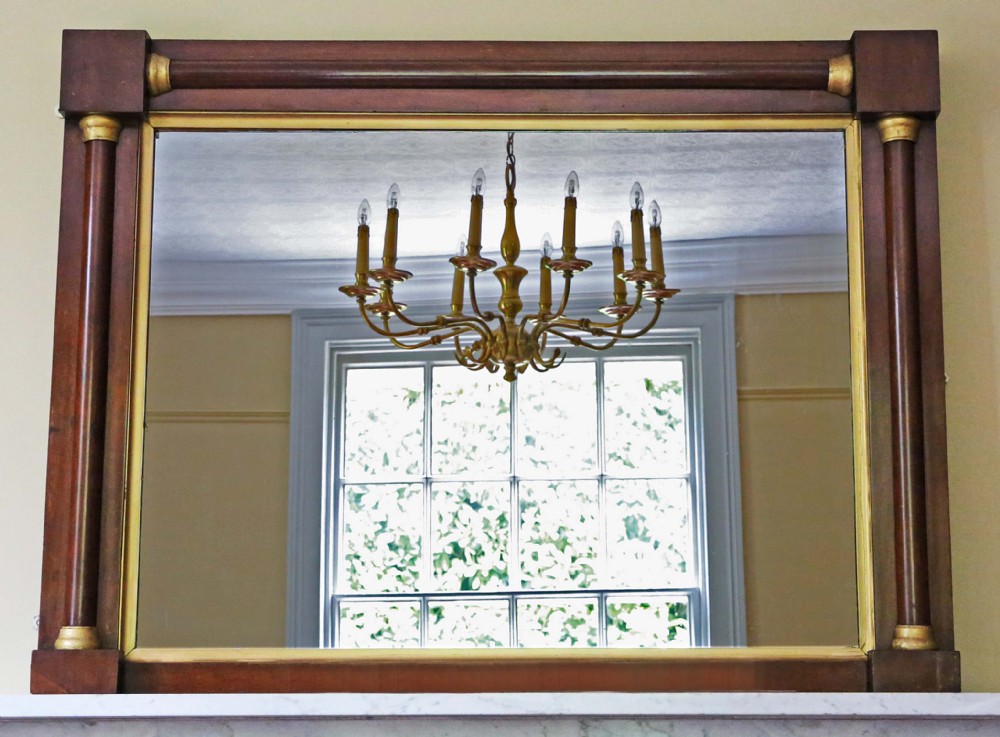 Regency gilt and mahogany overmantle wall mirror