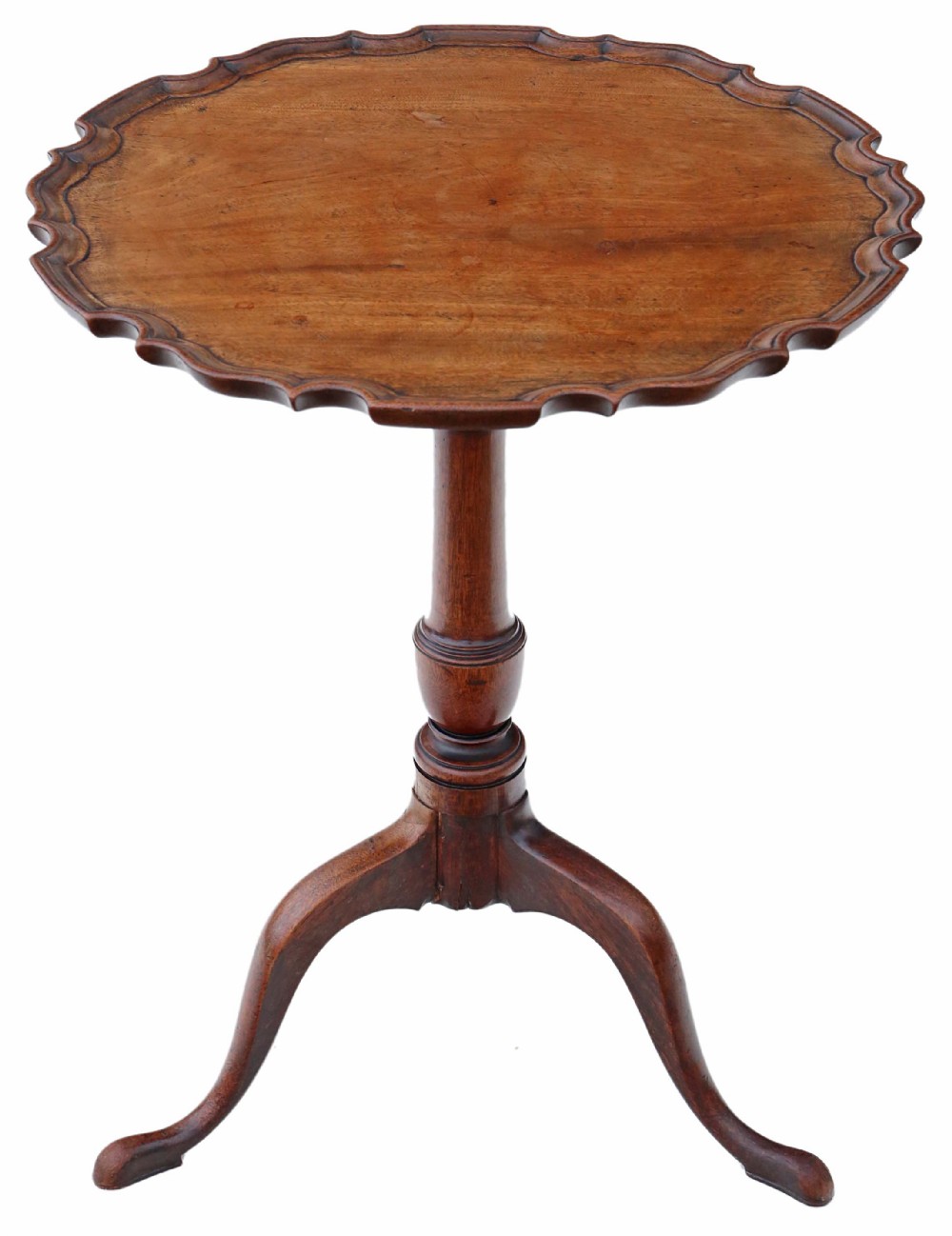 19th Century mahogany tilt top piecrust supper wine table side